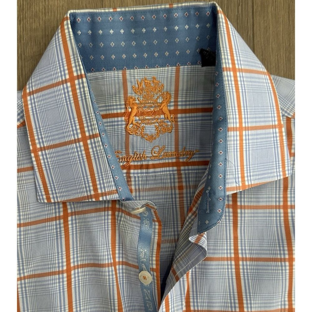 (2) Lot English Laundry Flip Cuffs Multicolor Plaid Shirts Men’s Size 15.5/34&35 - Picture 10 of 10
